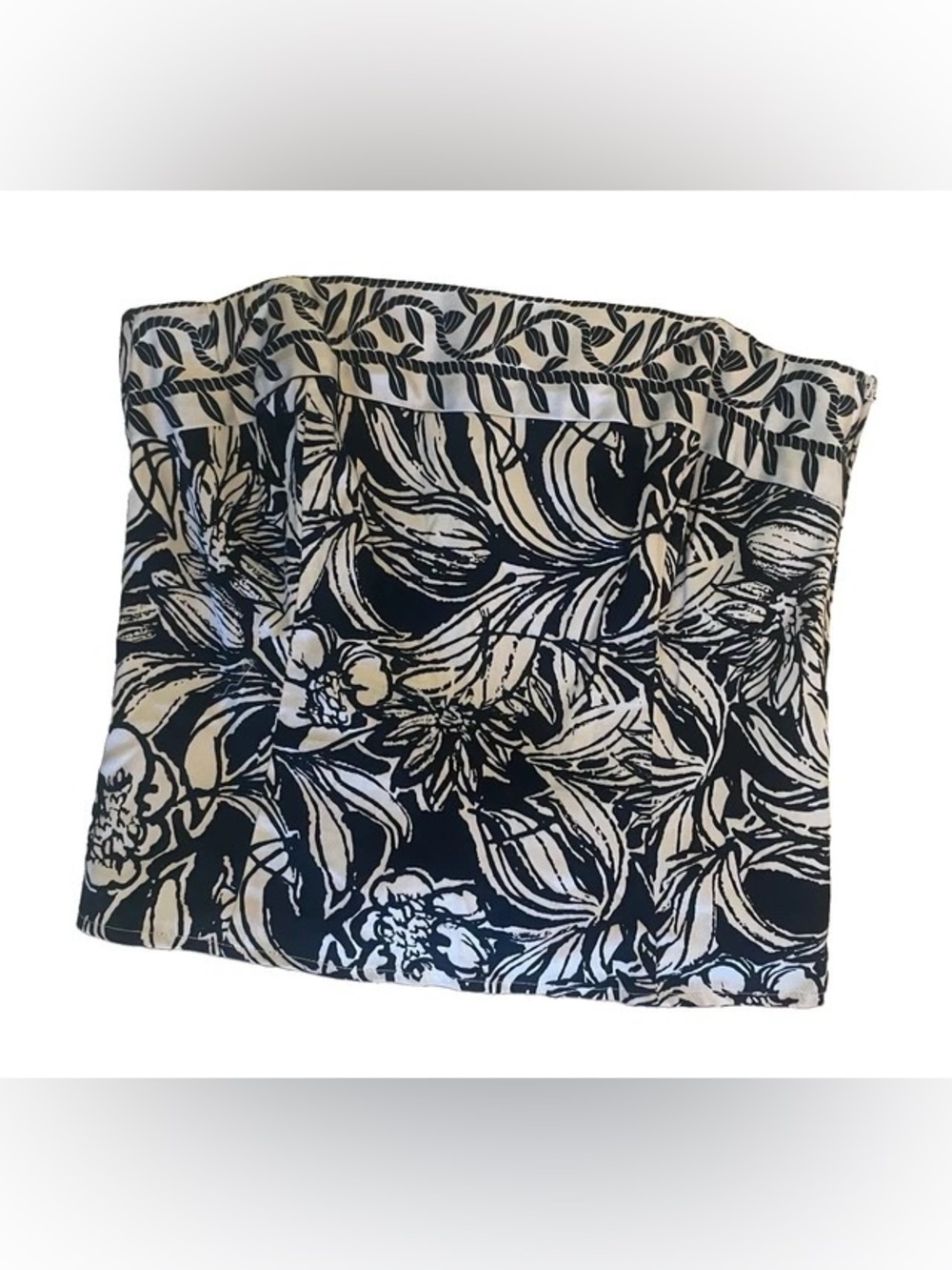 White House Black Market Black and White Floral Tube Top